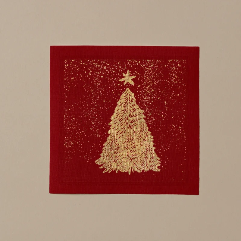 Servilletas de tela para cóctel colección Snowfall Red 11x11cm 50u.